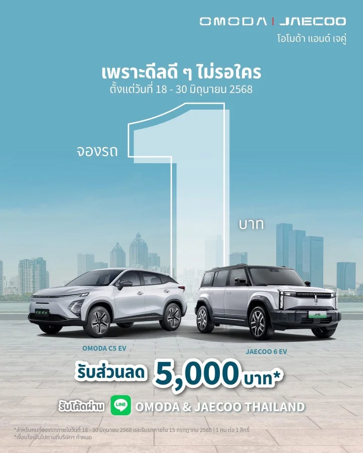 เพราะดีลดีๆ ไม่รอใคร จองรถเพียง 1 บาท พร้อมรับส่วนลด 5,000 บาท*