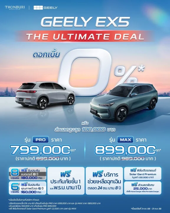 The Ultimate Deal GEELY เสิร์ฟความคุ้มแบบจัดเต็ม กับข้อเสนอพิเศษแห่งปี รับส่วนลดสูงสุด 100,000 บาท*