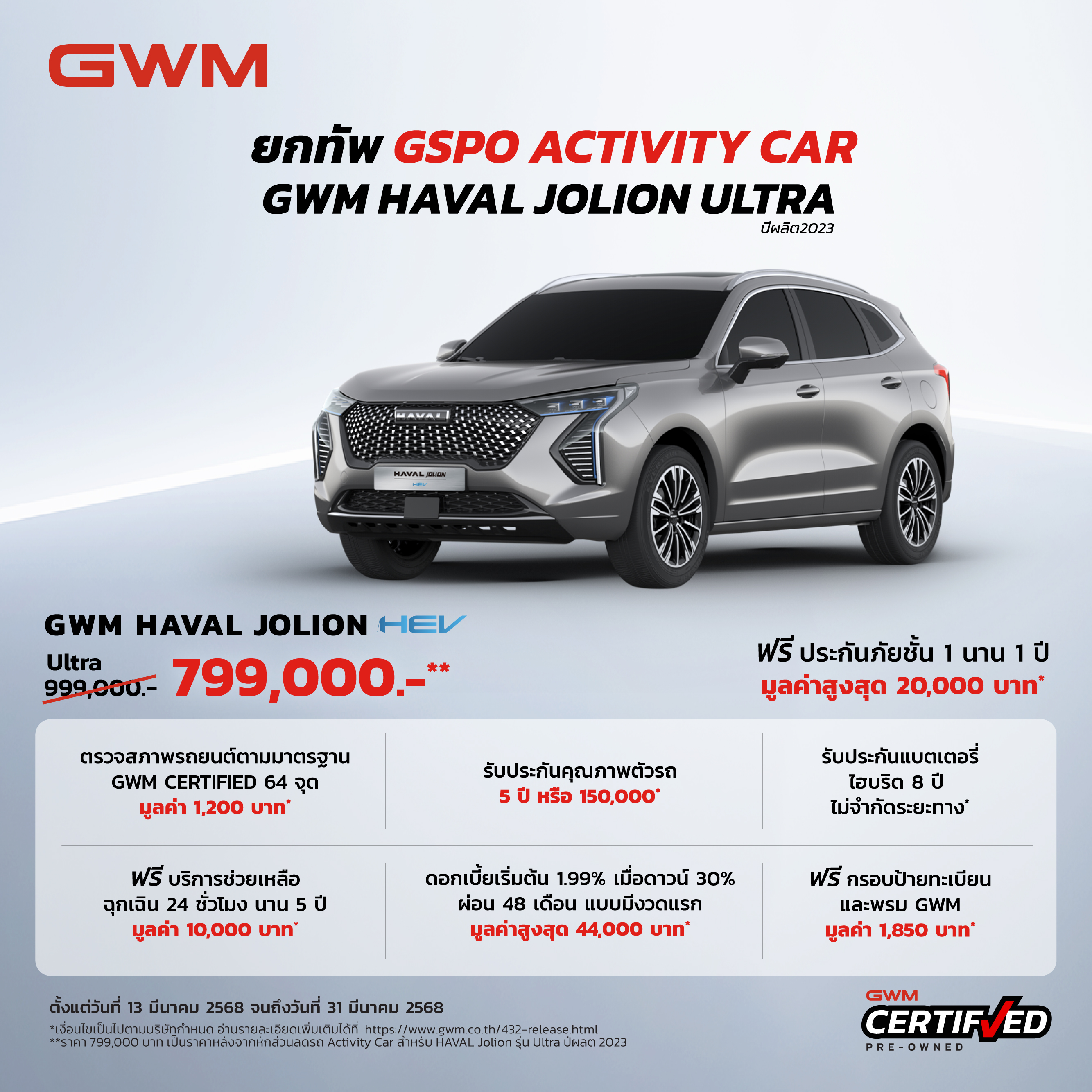 แคมเปญพิเศษ HAVAL Jolion Ultra 2023 มี.ค. 68