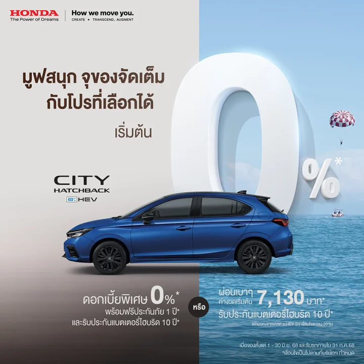 Honda City Hatchback e:HEV ขับสนุก จุของได้เยอะ เลือกโปรสุดคุ้มได้เลย
